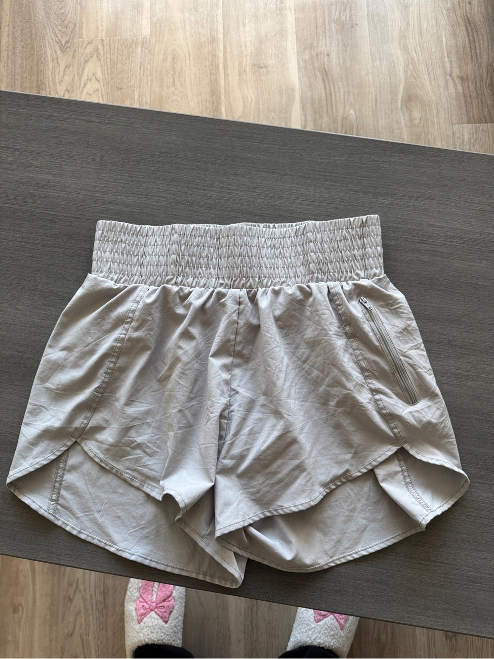 Women’s High-Waist Light Gray Athletic Shorts